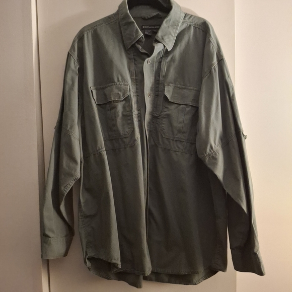 5.11 Tactical Series Men's Army Green Button-Up Jacket - Picture 1 of 8